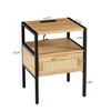 Wooakway 15.75"L 21.26"H 13.78"D Rattan End Table Side Table Nightstand with Adjustable Feet Power Outlet USB Ports for Living Room Bedroom - 3 of 4