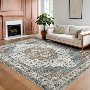 Vintage Washable Runner Rug – Non-Slip, Foldable, Non-Shedding Distressed Traditional Carpet for Kitchen, Bedroom, Entryway - 1 of 4