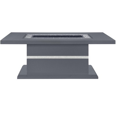 HomeRoots 52" Dark Gray Wood And Faux Crystal Pedestal Coffee Table