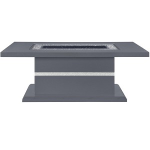 HomeRoots 52" Dark Gray Wood And Faux Crystal Pedestal Coffee Table - 1 of 4
