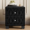 KWPZQEB Nightstand with 2 Drawers, Modern Night Stand with Crystal Handle, Velvet Beside Table for Bedrooms Living Room - 2 of 4