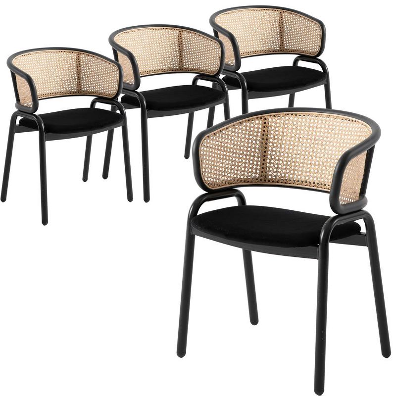 Leisuremod Ervilla Modern Dining Chair with Black Frame, Set of 4, 1 of 4
