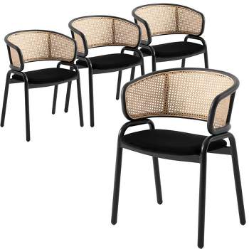 Leisuremod Ervilla Modern Dining Chair with Black Frame, Set of 4