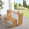 Dracelo Natural Pine Dining Long Bench and Table Set - 3 of 4