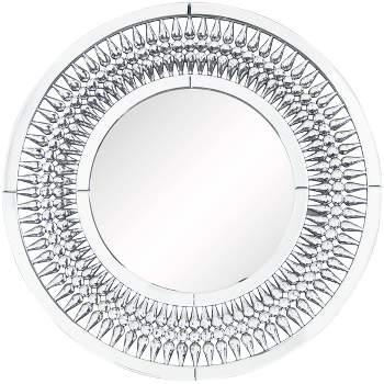32"x32" Glass Starburst Wall Mirror with Crystal Embellishment Silver - Olivia & May