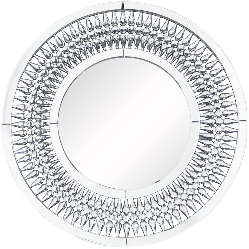 32&#34;x32&#34; Glass Starburst Wall Mirror with Crystal Embellishment Silver - Olivia &#38; May, 1 of 6