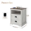 Fredees Nightstand with Charging Station, Equipped with Human Sensor Light, with Drawers and Open Storage Compartments,White - 2 of 4