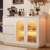 Garvee Sideboard Buffet Cabinet with Glass Doors 48 Inch Large White Storage Cabinet with LED Lighting, White - 3 of 4