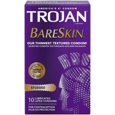 Trojan Studded BareSkin Premium Lube Condoms - 10ct