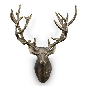 SPI Home Large Deer Head Wall Decor – Aluminum Lodge Accent Sculpture in Bronze Finish, Wall-Mounted Animal Head - 1 of 4