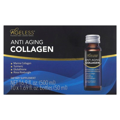 Ageless Foundation Laboratories Anti Aging Collagen, 10 Bottles, 1.69 fl oz (50 ml) Each