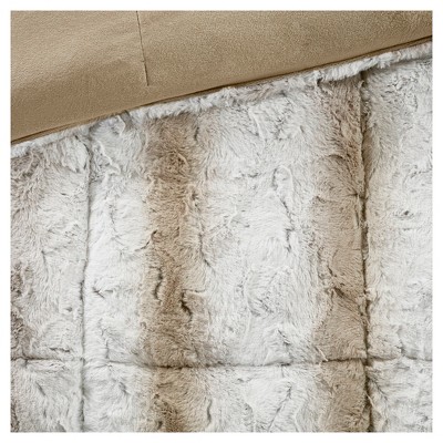 Sand Faux Fur Down Alternative Comforter Set, Full