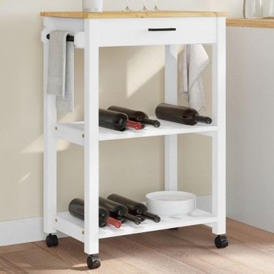vidaXL Kitchen Trolley MONZA 23.6 in.x15.7 in.x35.4 in. Solid Wood Pine
