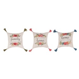 Transpac Fabric Pillow w/Tassels Set of 3 Spring Home Decorations - 1 of 1