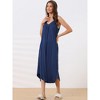 Allegra K Women's V Neck Solid Soft Spaghetti Strap Cami Lounge Nightdress - 3 of 4