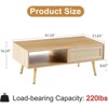 ALEXOUN 41.3 Inch Coffee Table with Storage & Sliding PE Rattan Door, Solid Wood Legs,for Living Room, Apartment - 3 of 4