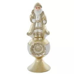 Tree Topper Finial 8.25" Gold Santa Tree Topper Christmas Reflector Ball  -  Tree Toppers