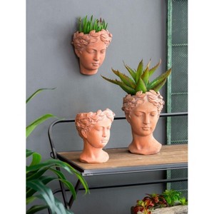 Okak Greek Style Cement Bust Wall Planter Classic Sculptural Flower Pot for Indoor / Outdoor Garden Decor,6 Different Sizes - 1 of 4