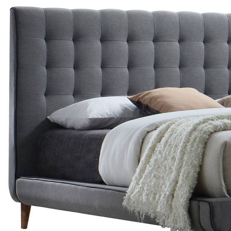 Valda 89&#34; Eastern King Bed Light Gray Fabric - Acme Furniture, 3 of 7
