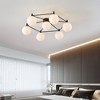 PAKOKULA Farmhouse 7-Light Black Sputnik Hexagon Semi-Flush Mount Ceiling Light with Opal Glass Shades - 4 of 4