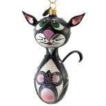 Blu Bom Cat And Mouse  -  1 Glass Ornament 5.00 Inches -  Christmas Ornament Pet Kitty  -  119007  -  Glass  -  Black