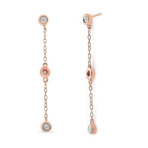 Haus of Brilliance 10K Rose Gold Plated Silver 1/15 Cttw Diamond Dangle Earring - 1 of 4