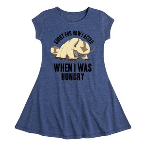 Girls' - Avatar: The Last Airbender - Appa Hungry Fit & Flair Cap Sleeve Dress - 1 of 4