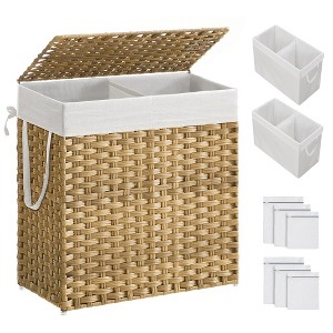 SONGMICS Laundry Hamper with Lid Clothes Hamper with 2 Removable Liner Bags & 6 Mesh Bags - 1 of 4
