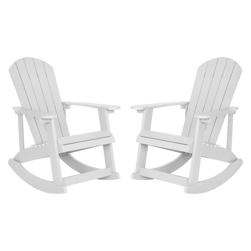 Flash Furniture Savannah All-Weather Poly Resin Wood Adirondack Rocking Chair with Rust Resistant Stainless Steel Hardware - Set of 2, 1 of 12