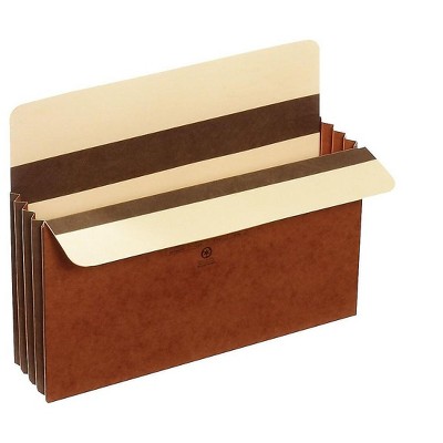 HITOUCH BUSINESS SERVICES Extra Wide Paper Stock File Pocket 5.25" Exp Letter Size Brown 10/BX