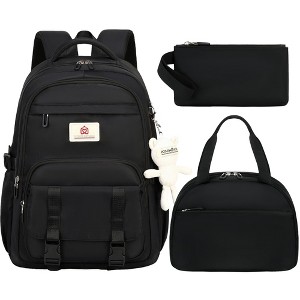 School Backpack for Teen Girls Women College Laptop Backpacks 3 Pcs Kids Cute Bookbag - 1 of 4