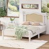NicBex Full/Queen Size Vintage Platform Bed Frame with Natural Rattan Headboard and Footboard,No Box Spring Needed,Solid Pine Wood,White - 4 of 4