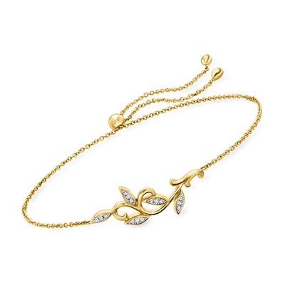Ross-Simons Diamond Vine Bolo Bracelet in 14kt Yellow Gold Size