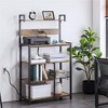 Yaheetech 5-Tier 56" H Baker’s Rack with Wire Basket & Power Outlets, Rustic Brown - 2 of 4