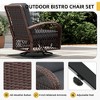 UPHA 5-Piece Patio Outdoor Wicker Swivel Rocking Chair Set with Side Table and Cushions - 3 of 4