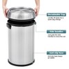 WhizMax 65L/17Gal Trash Can with Swing Top, Industries Stainless Steel Commercial Trash Can - 4 of 4