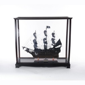 HomeRoots 34" Black Glass Standard Display Stand - 1 of 4