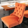 CAVINAS Mid-Century Barstools with Button Tufted and Chrome Nailhead Trim, Velvet Upholstered Dining Chair, Leisure Bar Chairs, Bar Stools, Set of 2 - 3 of 4