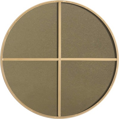 Contemporary Round Silver Wood Vanity Mirror 36"