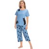 Collections Etc 2-Piece Curious Kittens Short Sleeve Capris Pant Pajama Set - 3 of 4