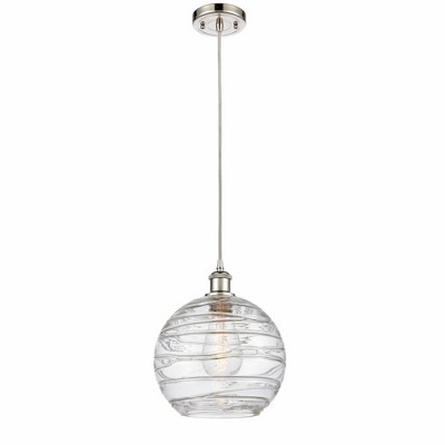 Athens Deco Swirl - 1 Light Cord Hung Mini Pendant In Industrial Style-13 Inches Tall and 10 Inches Wide