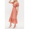 August Sky Women's U-neck Front Self Tie Midi Dress - 3 of 4