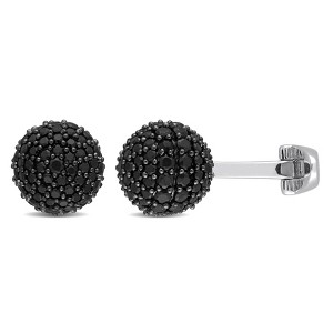 EVERLY JEWELRY |Black Rhodium Silver 5 3/4ct TGW Black Spinel Circular Cluster Cuff Links - 1 of 3