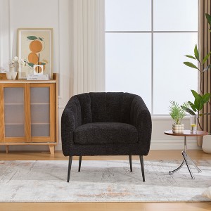Aortzio 29.92"W Tufted Upholstered Barrel Chair With Metal Legs - 1 of 4