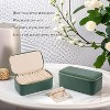 Travel Jewelry Organizer with 12 Velvet Zipper Pouches Dark Green Storage Bag for Necklaces Rings and Earrings - 3 of 4