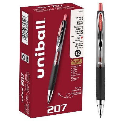 uni-ball uniball 207 Retractable Gel Pens Medium Point 0.7mm Red Ink Dozen (33952)