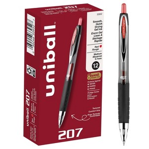 uni-ball uniball 207 Retractable Gel Pens Medium Point 0.7mm Red Ink Dozen (33952) - 1 of 4