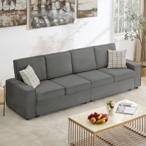 4 Seater Modular Sectional Sofa with Chaise, Convertible Deep Couch, Wide Armrests & Plush Backrest,Gray Corduroy Loveseat for Living Room, Office - 1 of 4