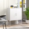 Heavy Duty Buffet Sideboard Modern Steel Storage Cabinet with 2 Shelves,Cabinet with Magnetic Doors for Home Office, Anti-Tip Design Easy Assemble - 2 of 4