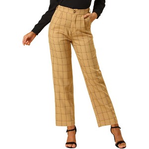 INSPIRE CHIC Women's Plaid Elastic Waist Casual Work Office Long Pants - 1 of 4